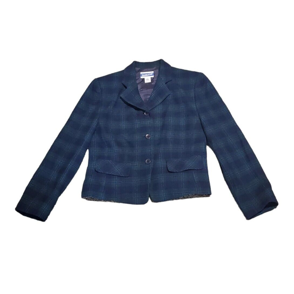 Vintage Pendleton Plaid Wool Blazer Jacket Long Sleeve Women Petite Size 6